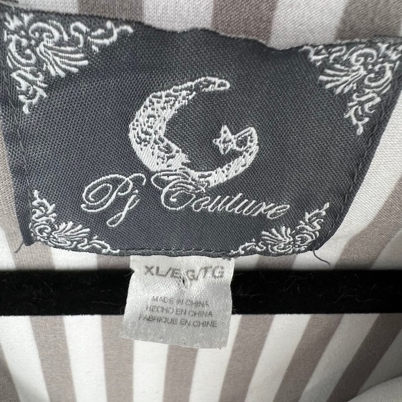 PJ Couture White Gray Striped Pink Lace Short Sleeve Set Light Women's XL READ - Picture 3 of 10